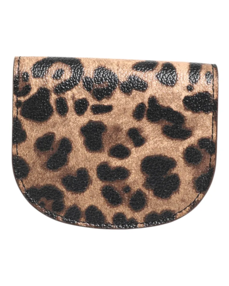 Dolce & Gabbana Women's Leopard Print Calf Leather Coin Purse Brown Brown