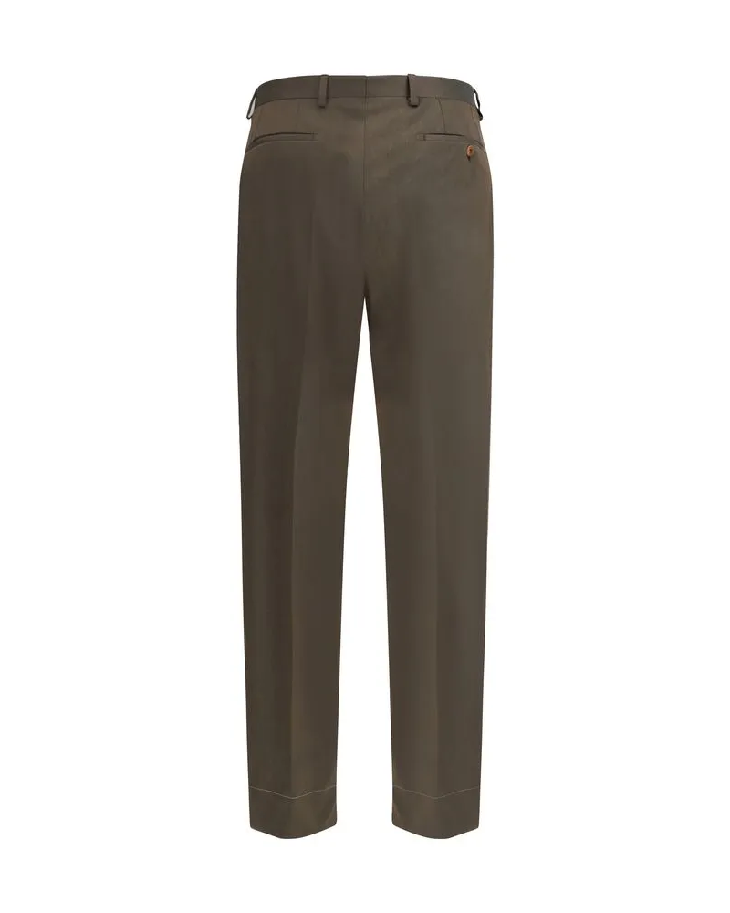 Brioni Men's Bicolor Wool Oves Aries Casual Pants Brown