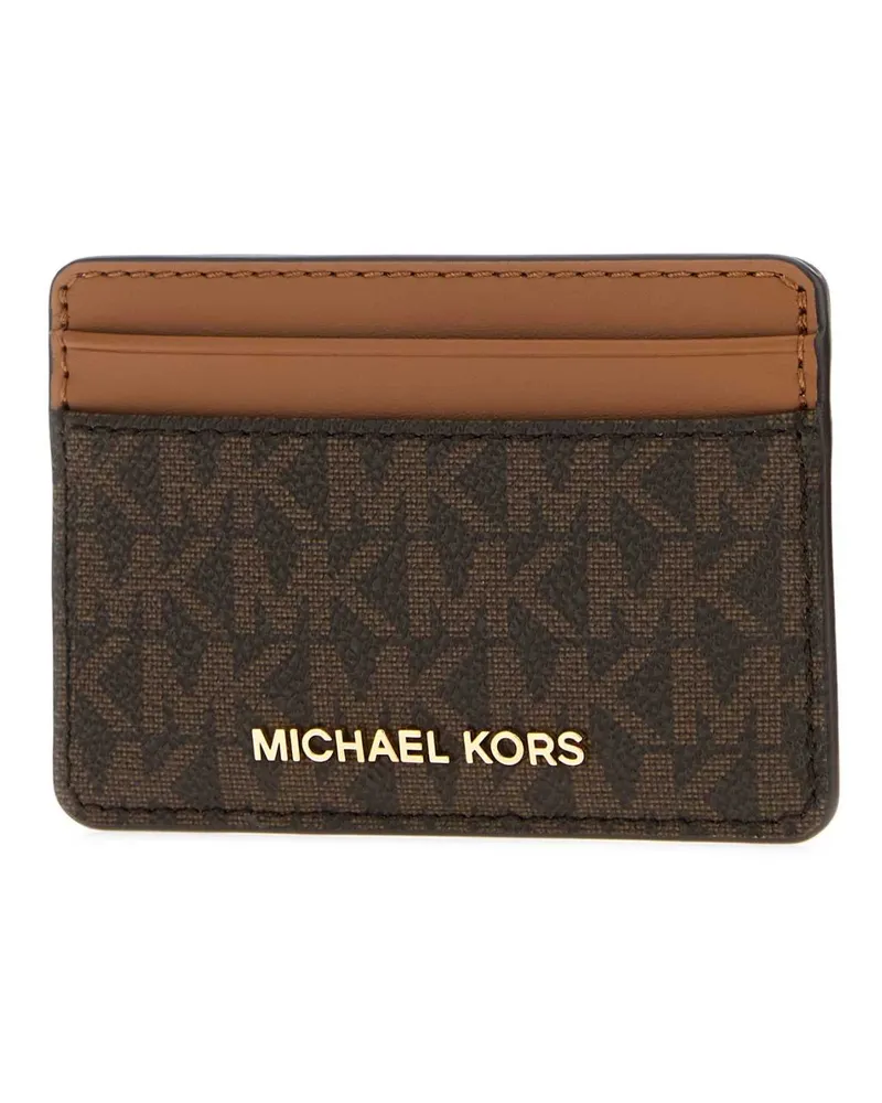 Michael Kors Women's Printed Canvas Card Holder Brown Portafogli Wallet Brown