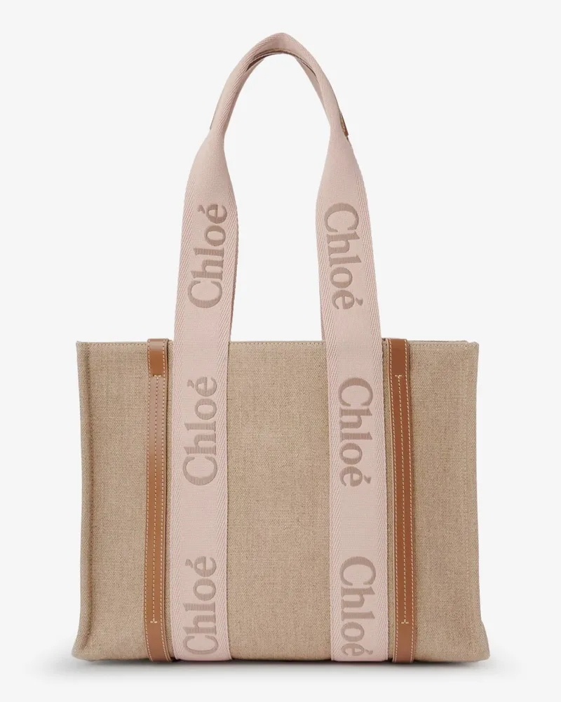 Chloé Women's Shoulder Bag Woody Linen Beige Beige
