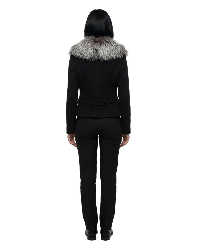 Dolce & Gabbana Virgin Wool and Cashmere with Fur Collar Blazer — Gray Gray