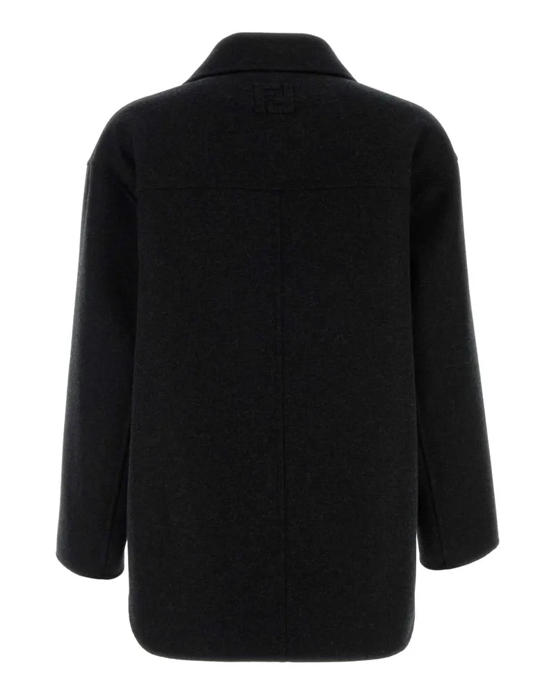 Fendi Fw1415aoya F0ty6 Ardesia Exterior: Virgin Wool Cappotti Coat Gray