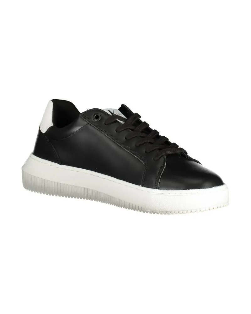 Calvin Klein Leather Logo Sneaker — Black Black