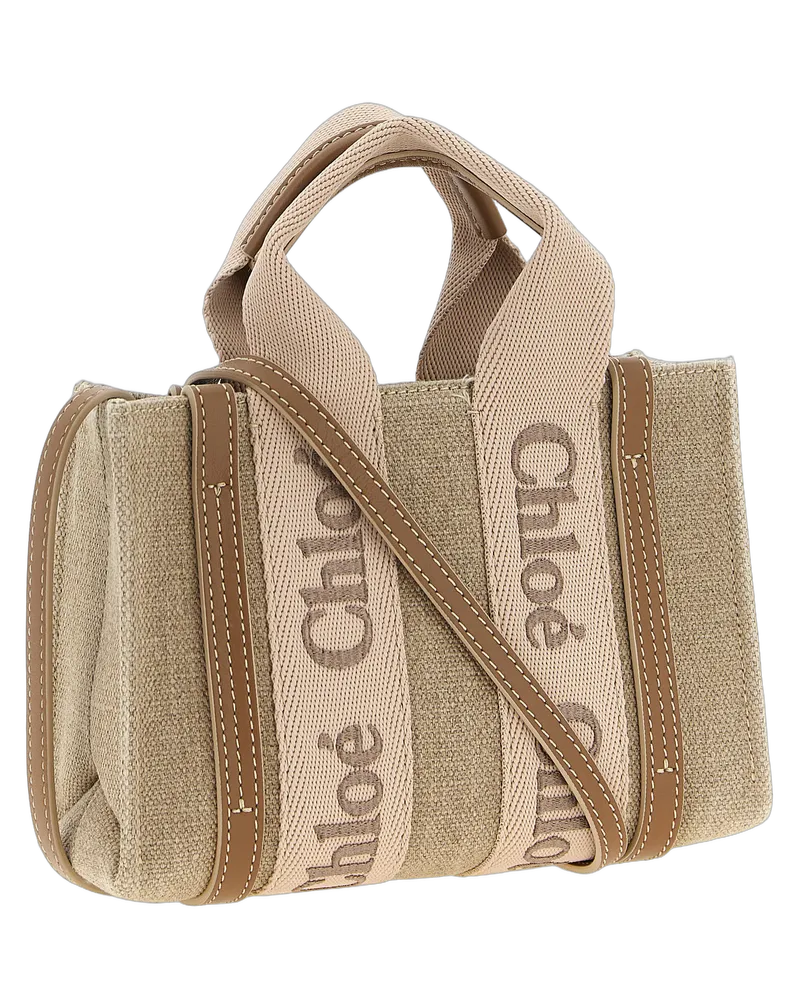 Chloé Women's Multicolor Linen Handbag Bag Beige
