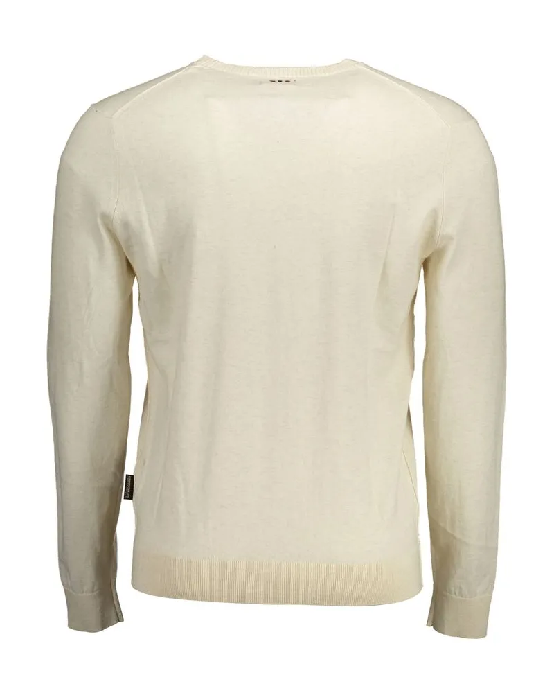Napapijri Logo-Embroidered Cotton Sweater — Beige Beige