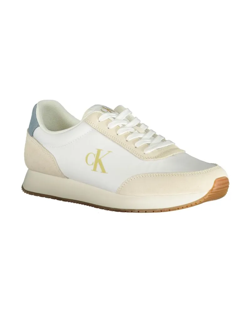 Calvin Klein Color-Block Leather-Mix Sneaker — White White