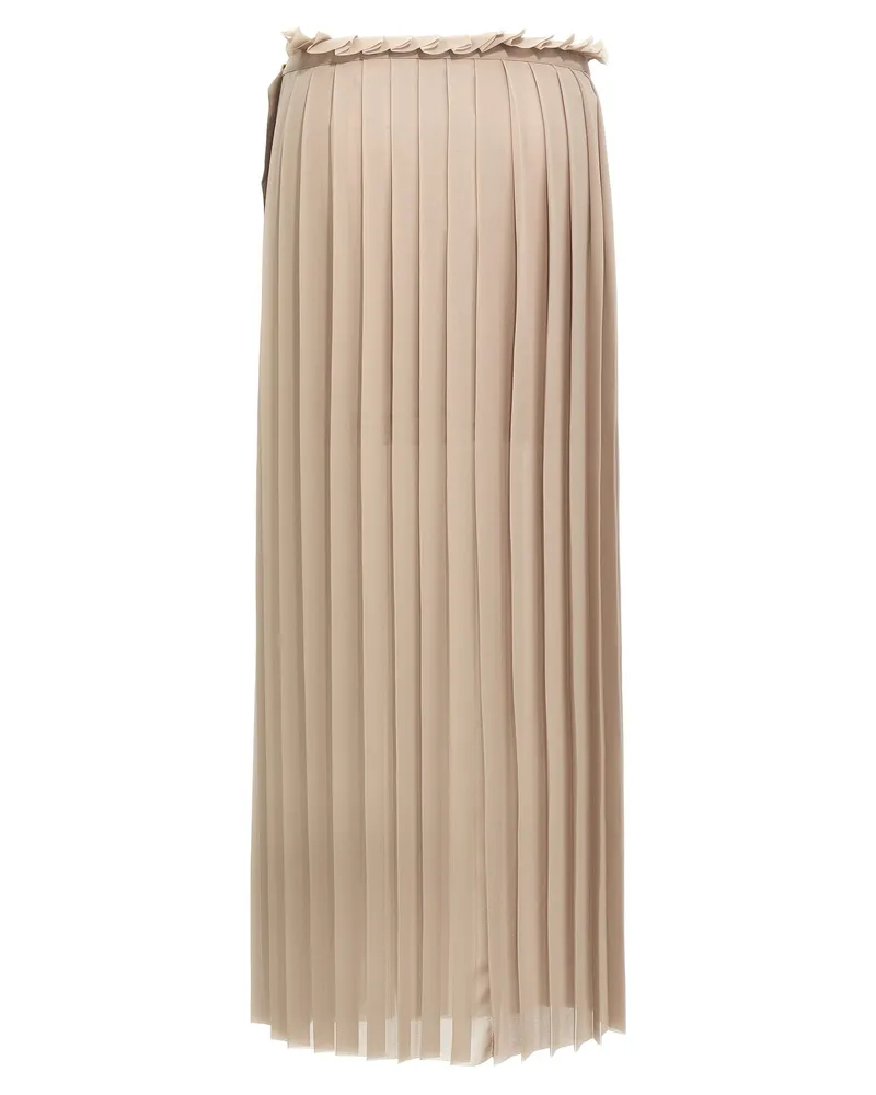 AMI Paris Pleated Polyester Crêpe Skirt — Beige Beige