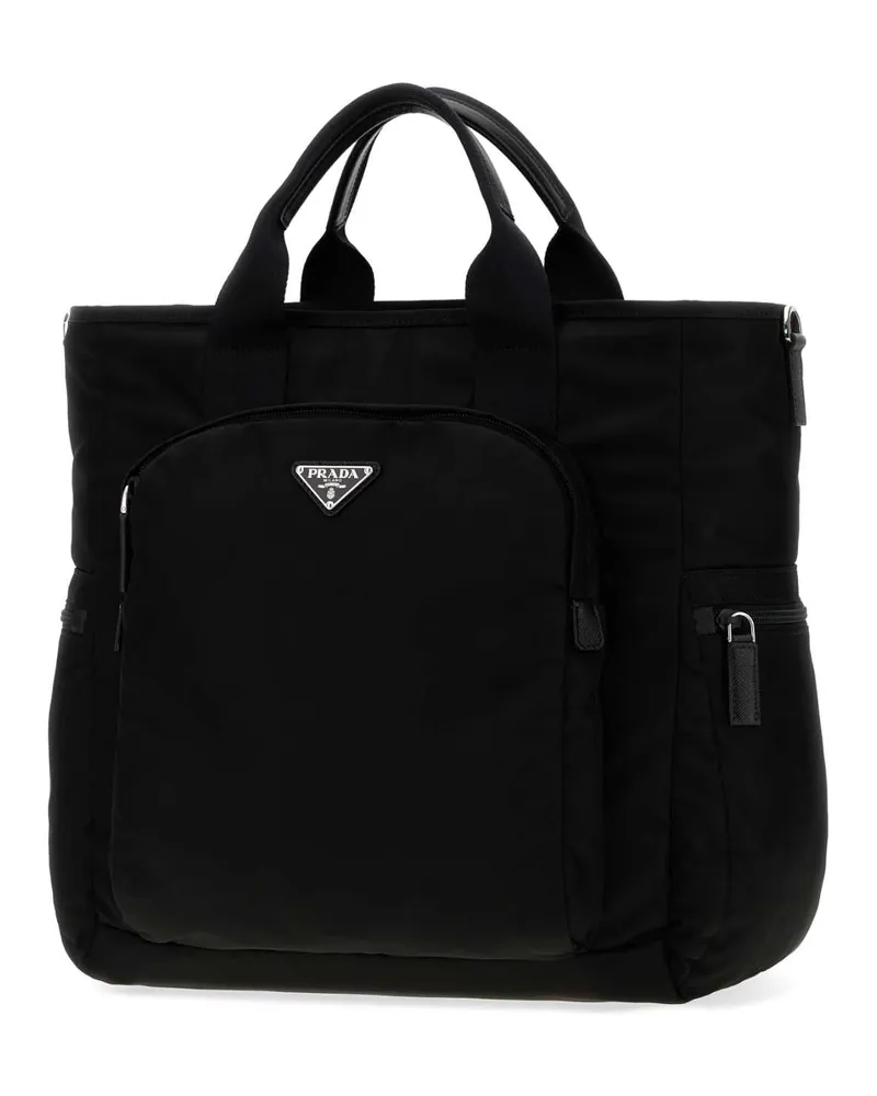 Prada Men's Black Fabric Shopping Bag Nero Borse A Mano Black