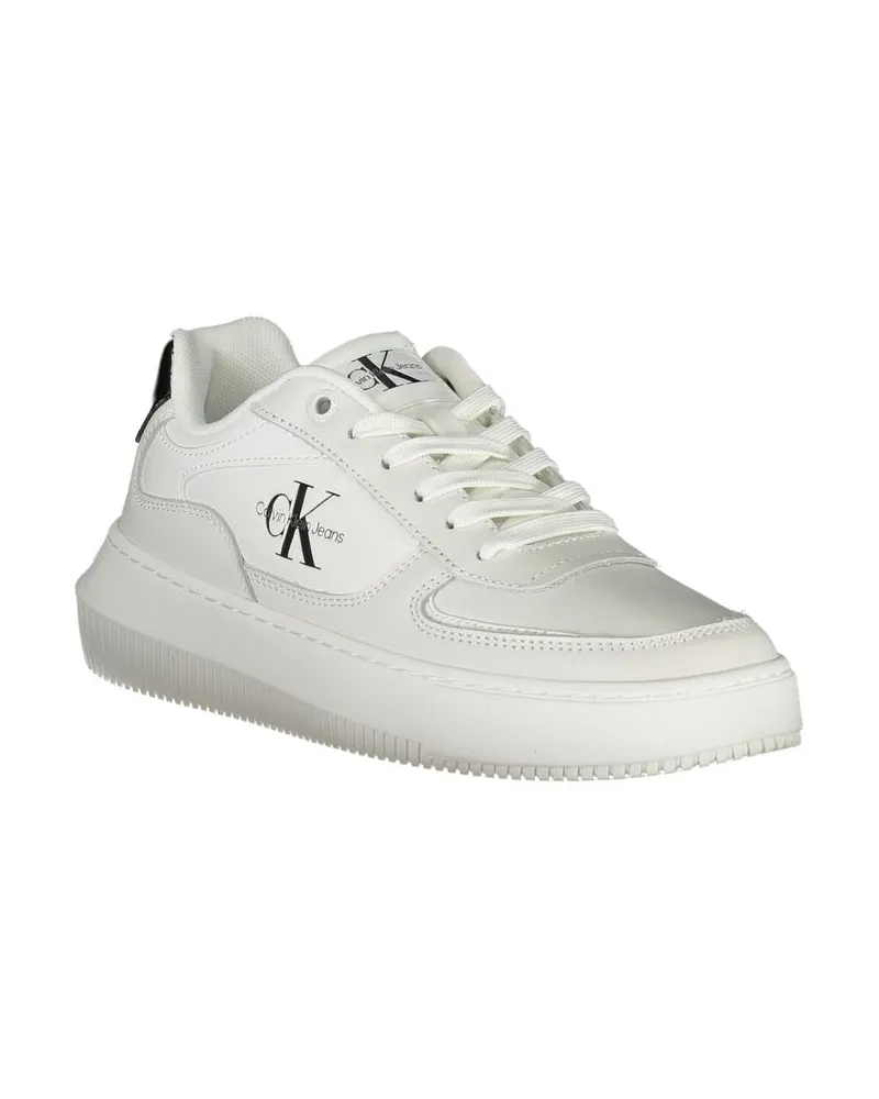 Calvin Klein Logo-Detailed Leather Sneaker — White White