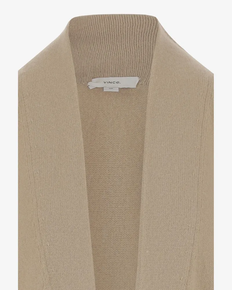Vince Women's Cardigan Open-Front Cashmere Beige Sweater Beige