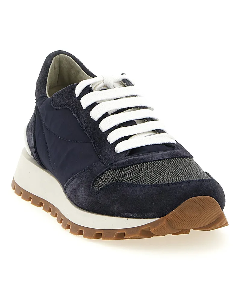 Brunello Cucinelli Women's Blue Polyester Athletic Sneakers Navy