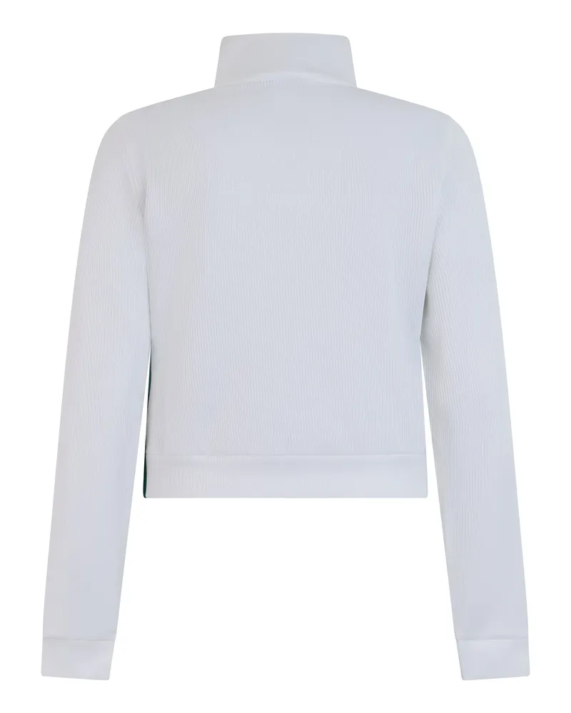 Gucci Women Zip Hoodie White Cotton Ribbed Jersey Sweatshirts Sweater 