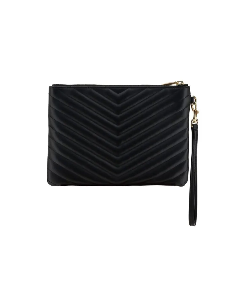 Saint Laurent Calfskin Leather Clutch — Black Black