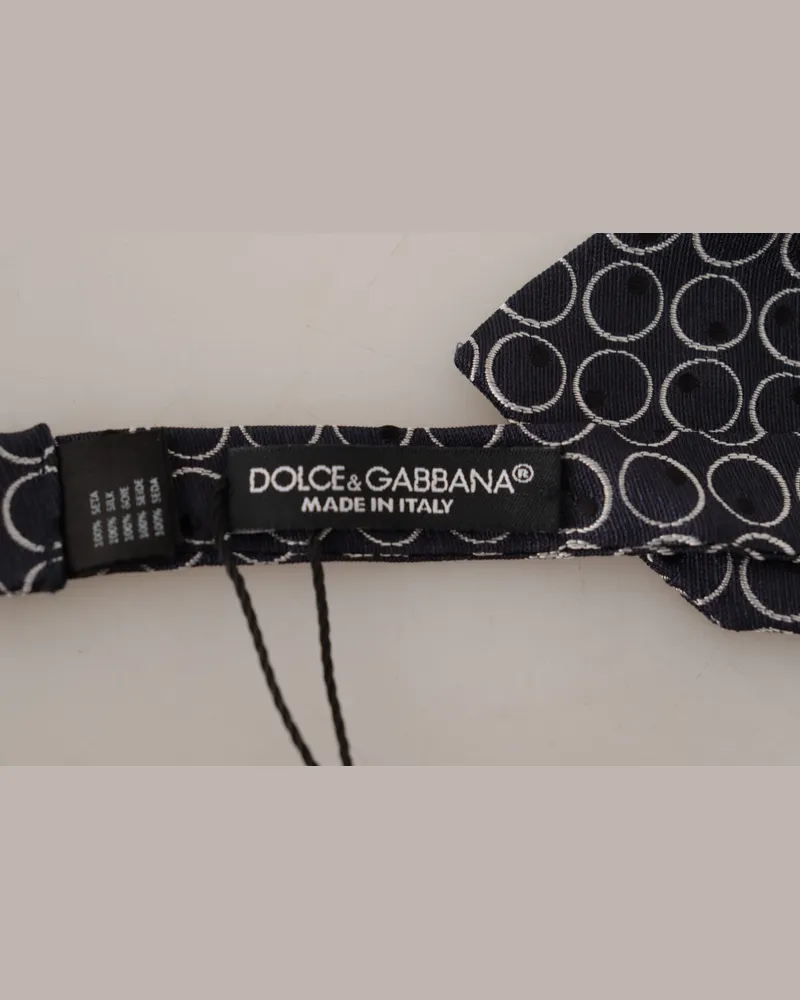 Dolce & Gabbana Men's Black White Round Silk Neck Papillon Tie Black