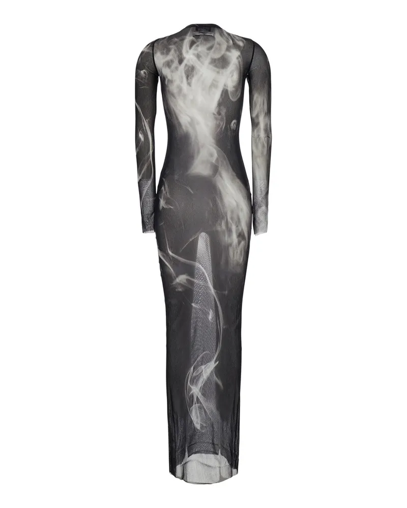 Jean Paul Gaultier Long Dress Smoking Women Print Black Technical Fabric Black