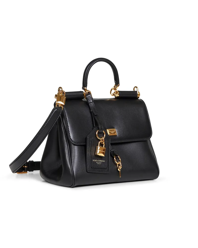 Dolce & Gabbana Women's Handbag My Sicily Black Calf Leather Handbags Hand Bags Black