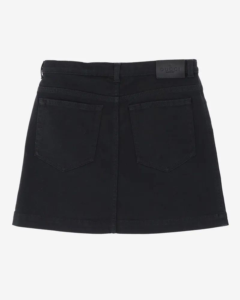 Gucci Girls' Cotton Stretch Skirt With Metal Buckles Dark Grey Gray