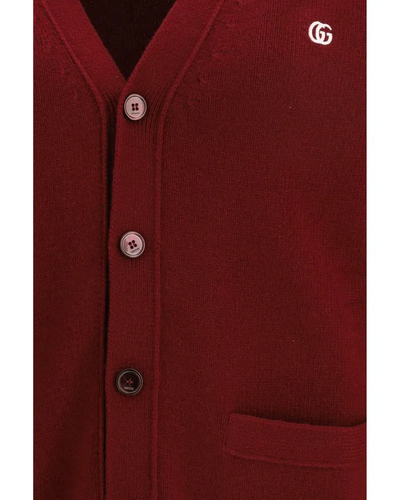 Gucci Men's Bordeaux Wool Cardigan Clothing Red