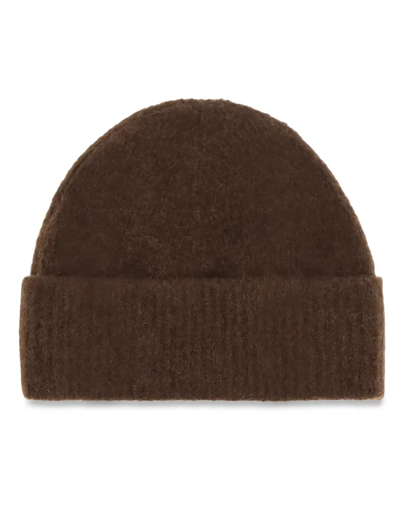 AMI Paris Men's Ami De Coeur Wool Beanie Marron Chocolat-Ecru Ovis Aries Hats E Hairbands Chocolat/ecru Brown