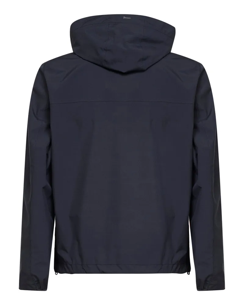 Herno Men's Hooded Windstopper Jacket Blue Polyester Bomber Blue