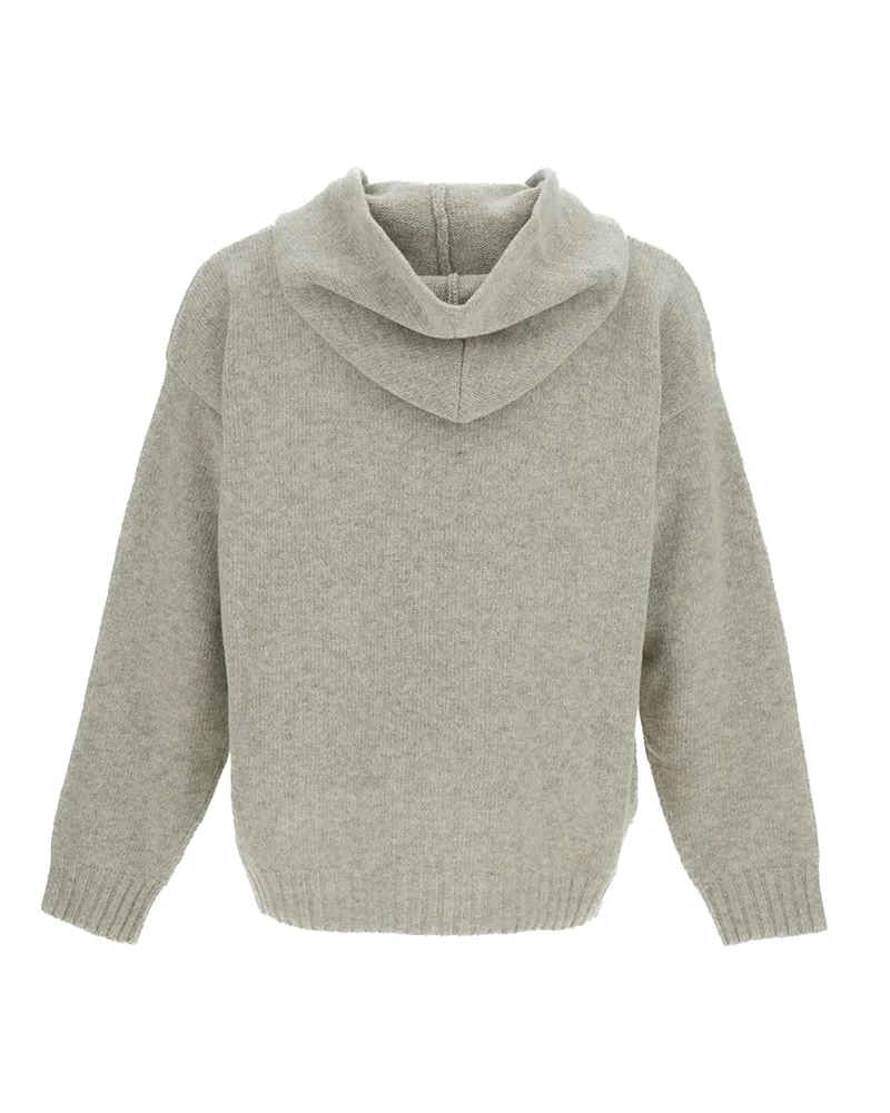 Maison Margiela Men Hoodie Wool-Blend Grey Melange Melange-Black Print Sweatshirts Melange/black Sweater Gray