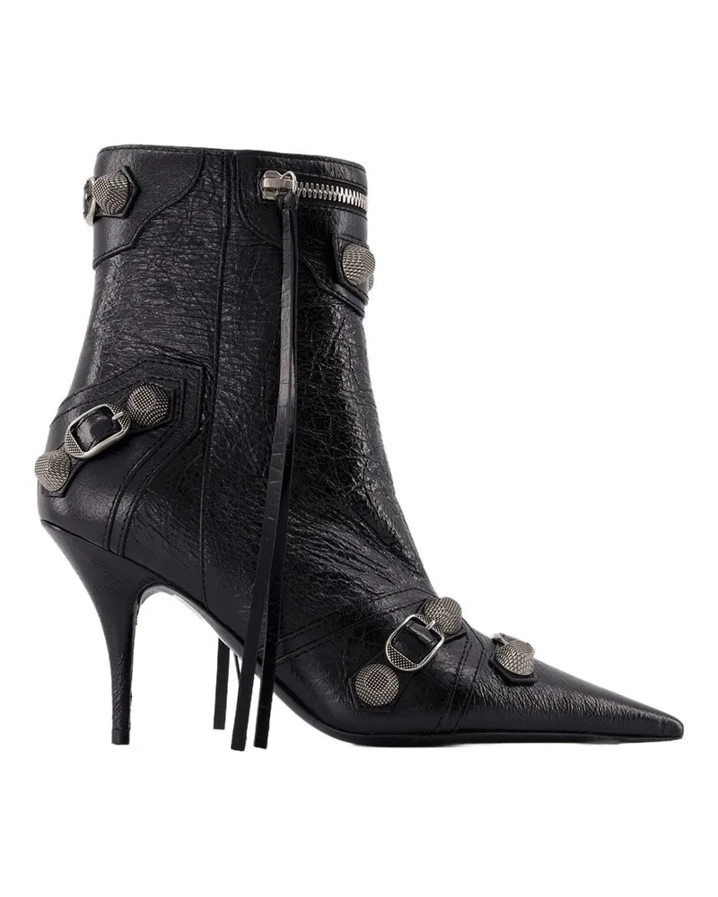 Balenciaga Women's Cagole H90 Ankle Boots Leather Black Shoes Ankle-boots Black