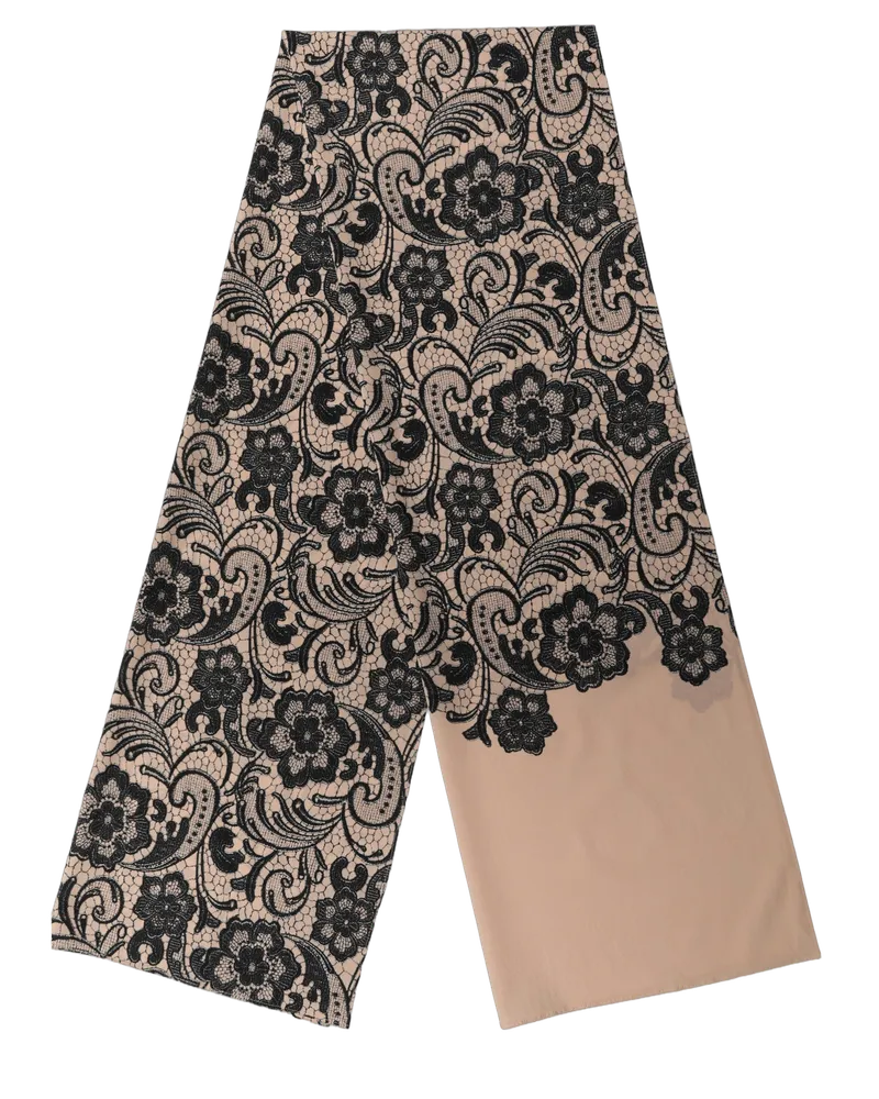 Dolce & Gabbana Floral Lace Silk Scarf — Black Black