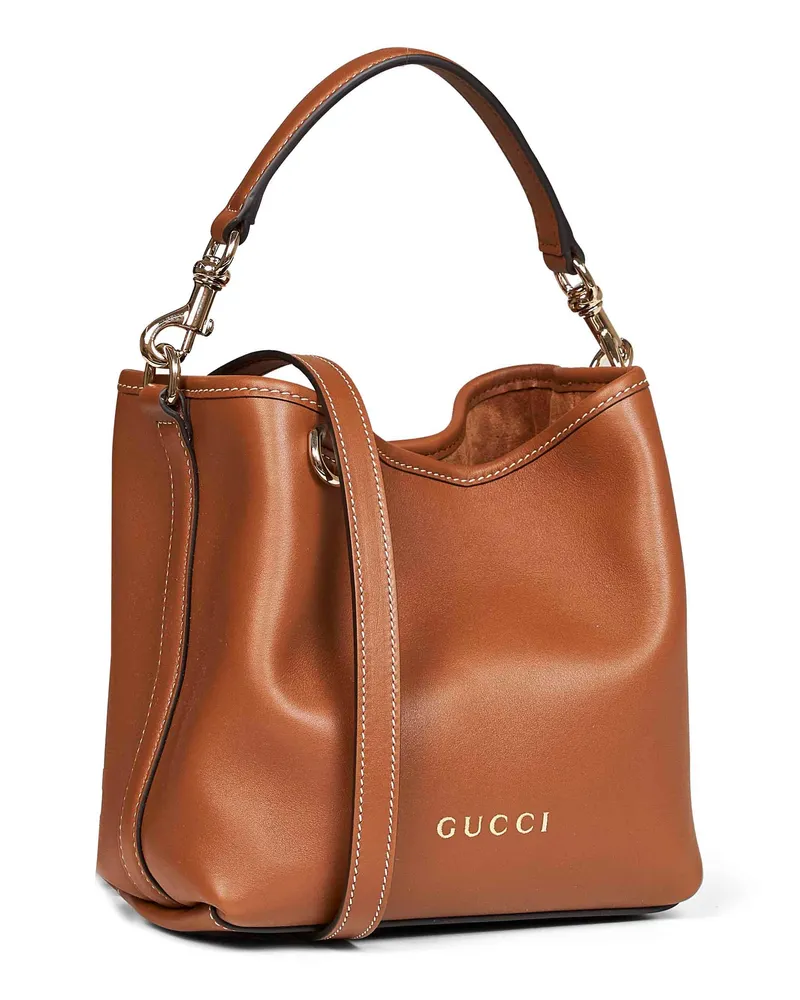 Gucci Calfskin Leather Bucket Bag — Brown Brown