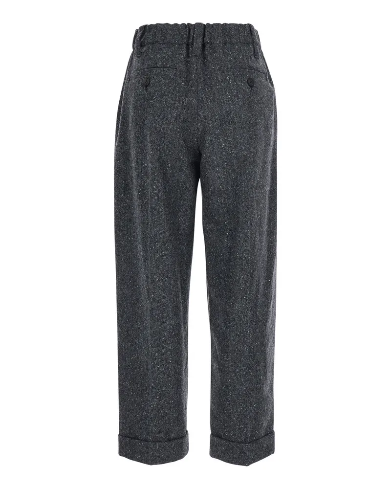 Brunello Cucinelli Women's Trousers Donegal Grey Virgin Wool Gray