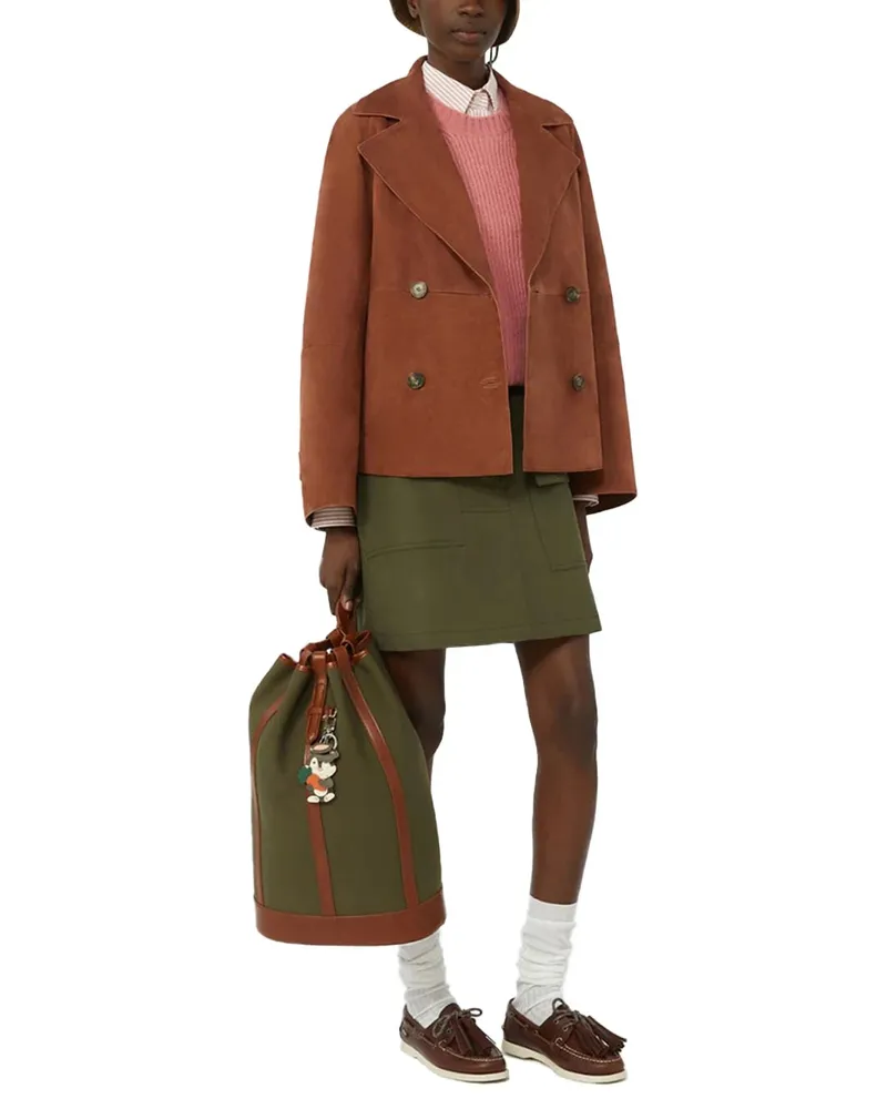 Weekend Max Mara Double-Breasted Suede Jacket — Bronze Bronze