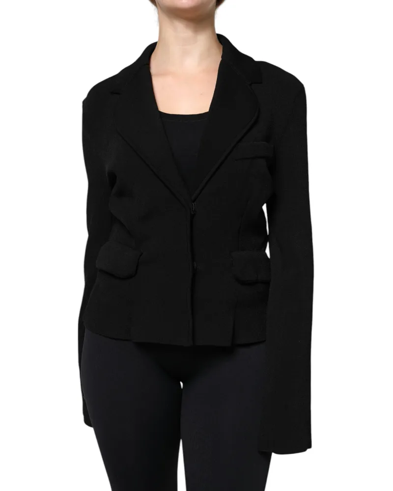Dolce & Gabbana Women's Black Viscose Single Breasted Blazer Jacket Clothing Black