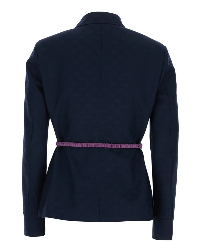 Gucci GG Logo Belt Blazer — Blue Blue