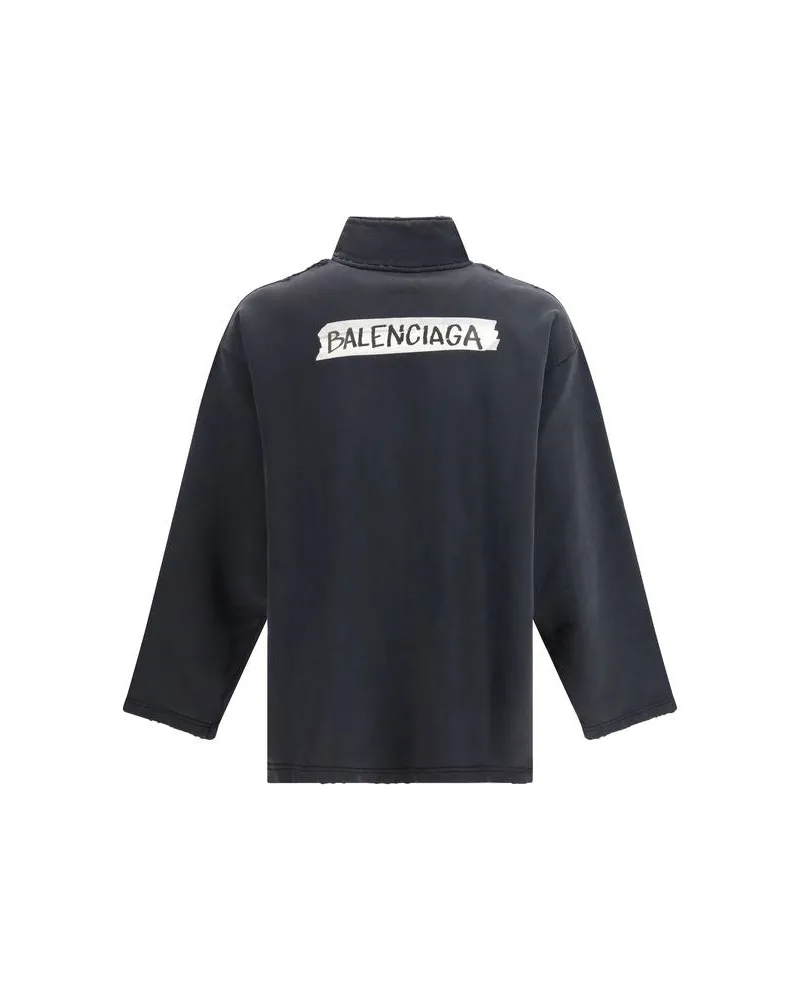 Balenciaga Men Black Cotton Sweatshirt Clothing Black