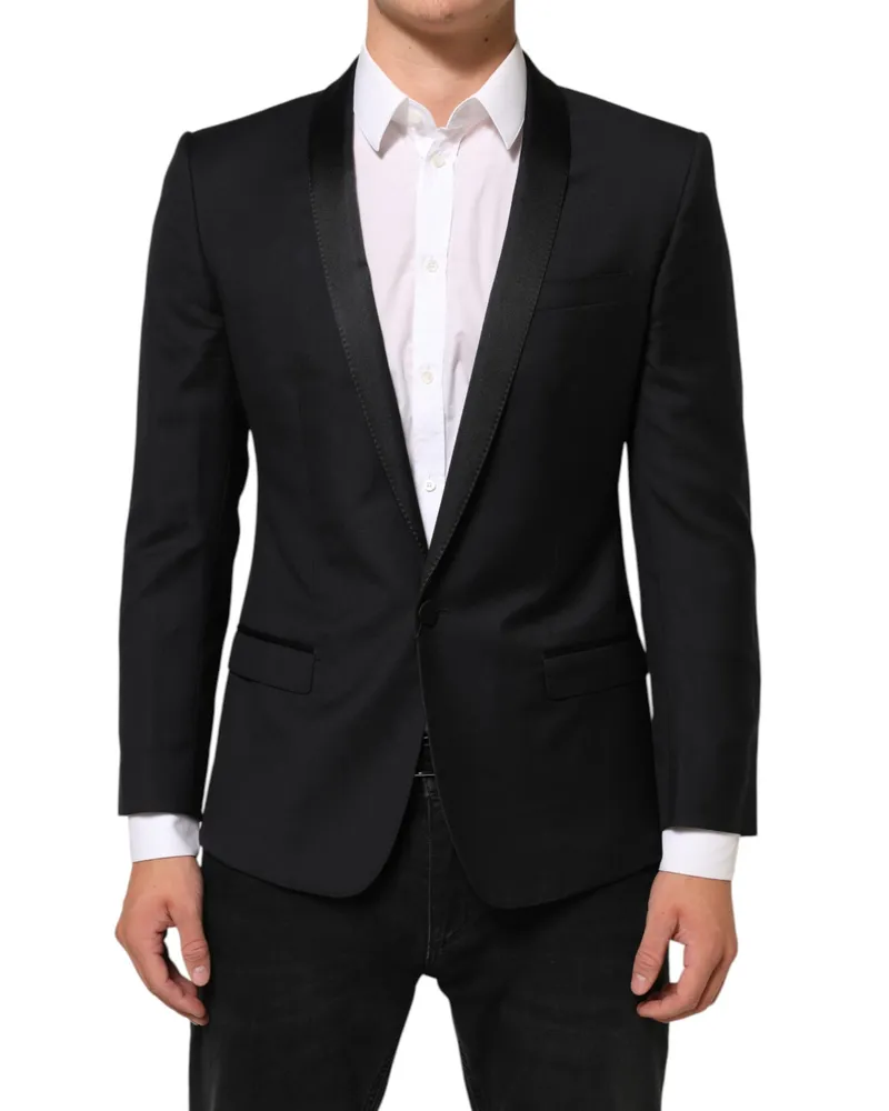 Dolce & Gabbana Black Gold 1 Button Suit Jacket Men Blazer Pl+se+wv Black