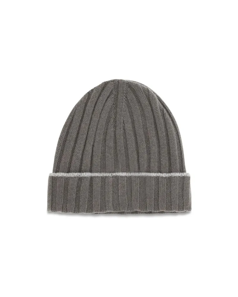 Brunello Cucinelli Men's Bicolor Cashmere Beanie Accessory Gray