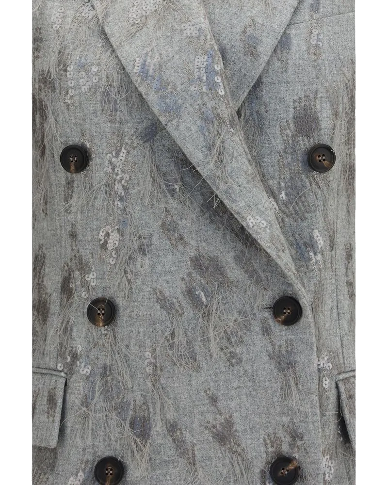 Brunello Cucinelli Embroidered Virgin Wool and Cashmere Vest — Gray Gray