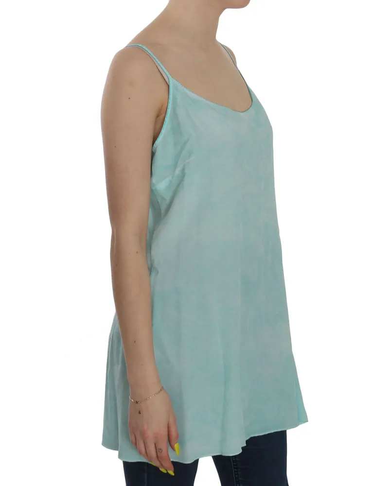 Ermanno Scervino Women's Blue Sleeveless Spaghetti Dress Blouse Viscose Blue