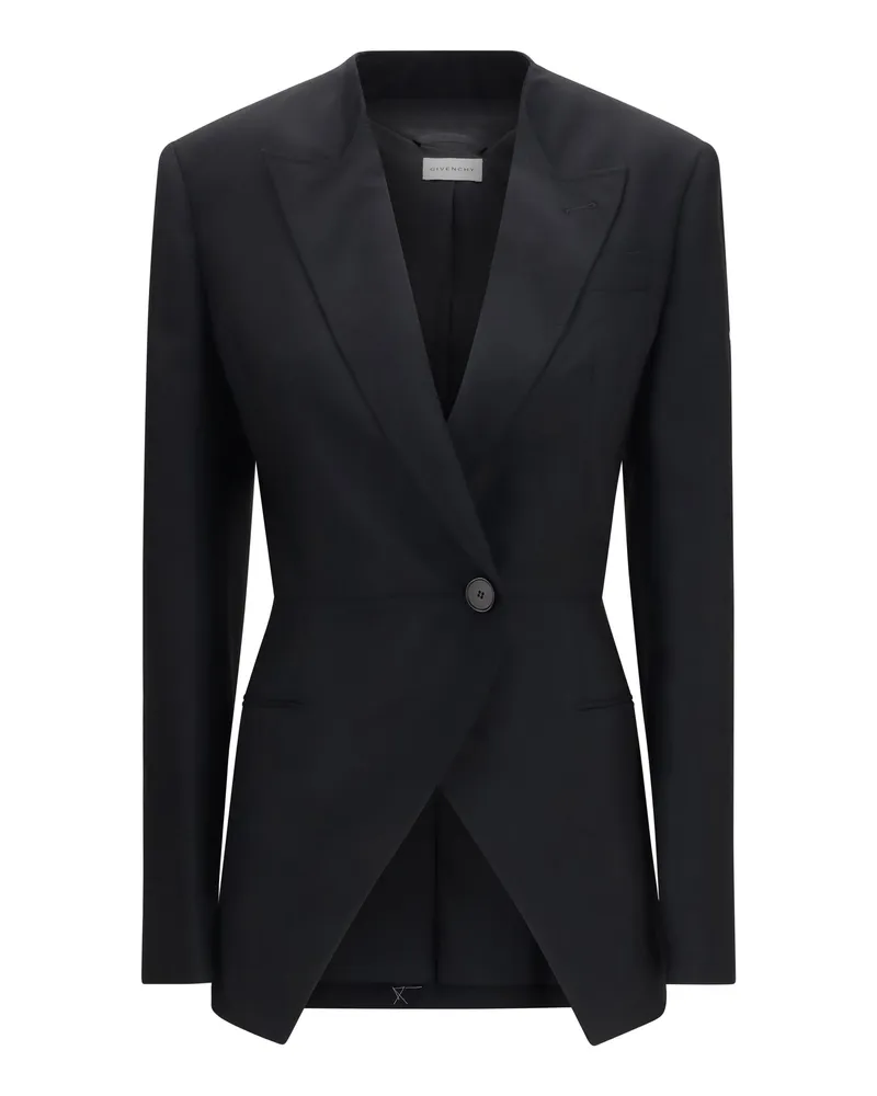 Givenchy Women's Blazer Cut-Out Double-Breasted Black Wool Jacket Black