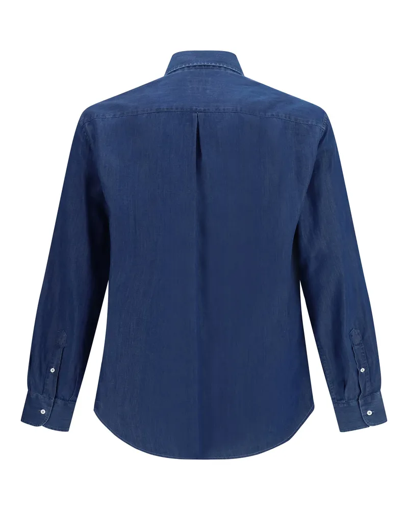 Brunello Cucinelli Men's Lightweight Denim Shirt Scuro Cotton Navy