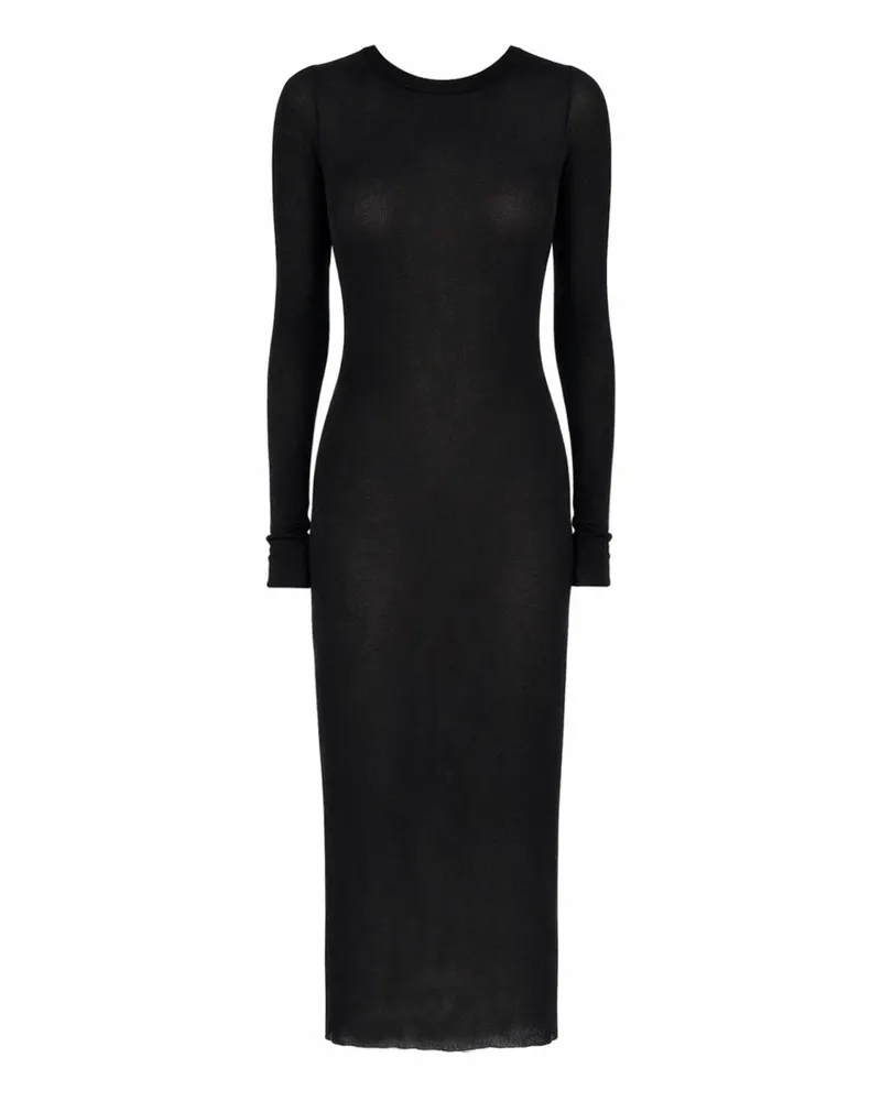 Rick Owens Viscose-Silk Blend Midi Dress — Black Black