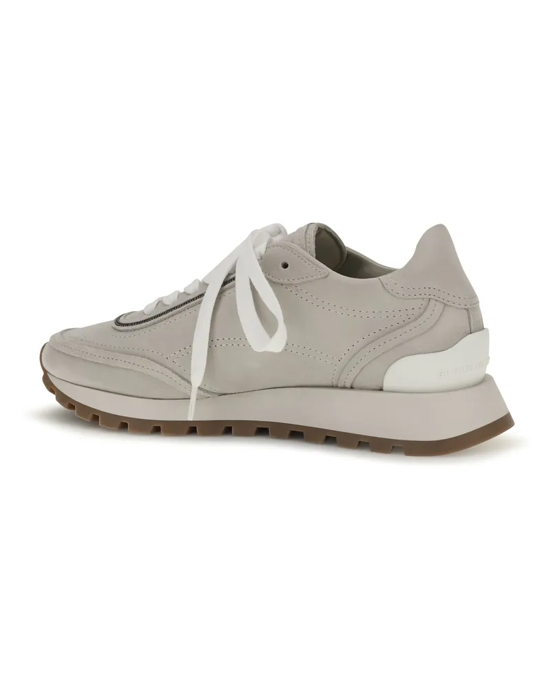 Brunello Cucinelli Women's Leather Sneakers Quartz Trainers Beige
