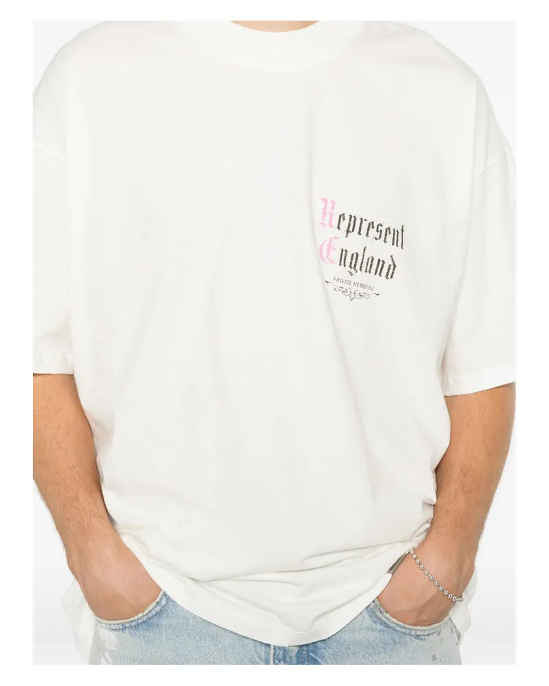 REPRESENT Logo-Embroidered T-Shirt — White White