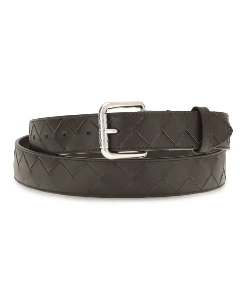 Bottega Veneta Men's Belt Intrecciato Fondant-Silver Calf Leather Fondant/silver Gray