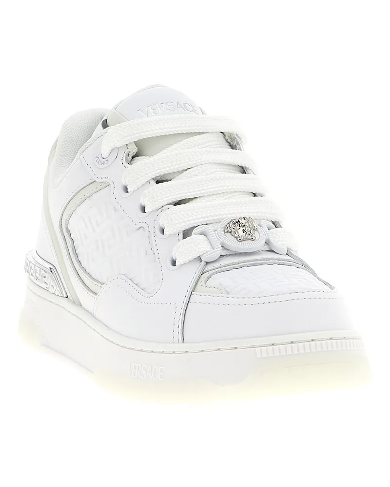 Versace Women's White Calfskin Low Top Sneakers White