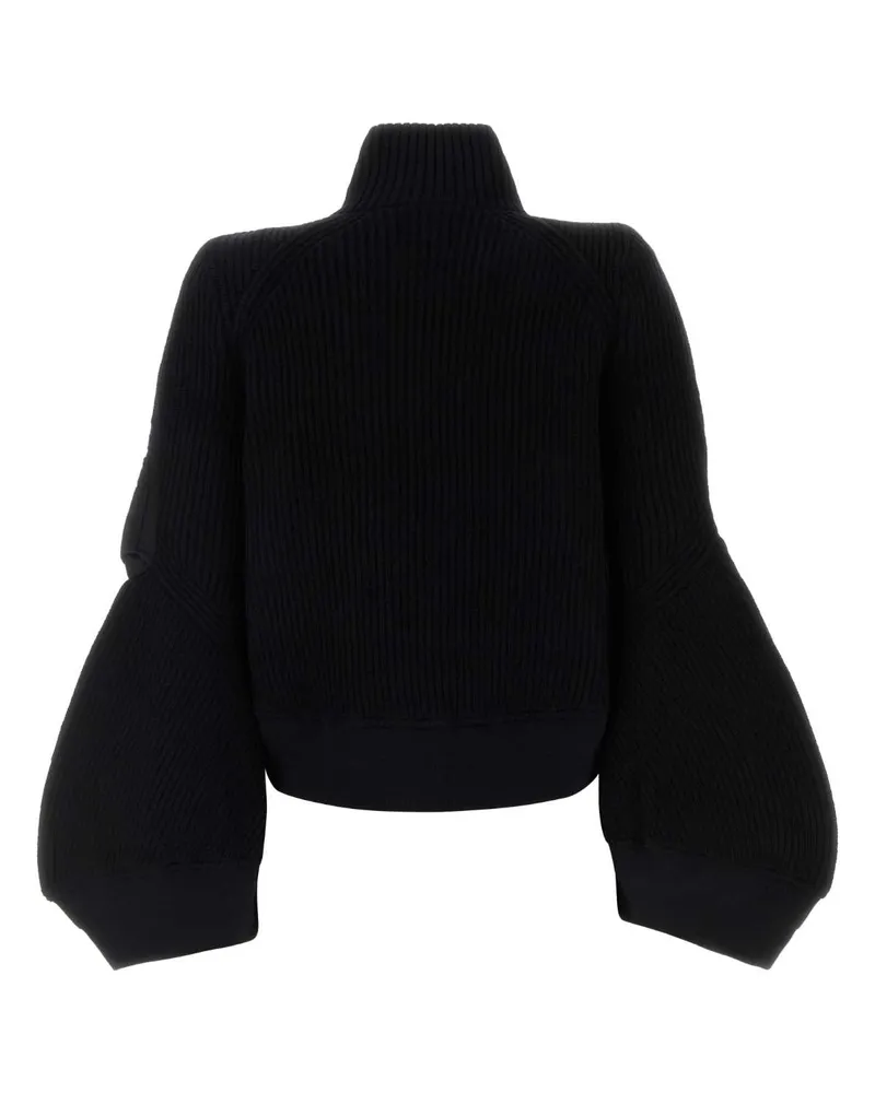 Sacai Wool with Oversized Sleeves Sweater — Black Black