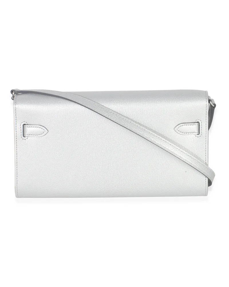 Hermès Men's Argent Metallic Chevre Chamkilight Kelly Wallet To Go Phw Silver Leather Handbag Bag Silver