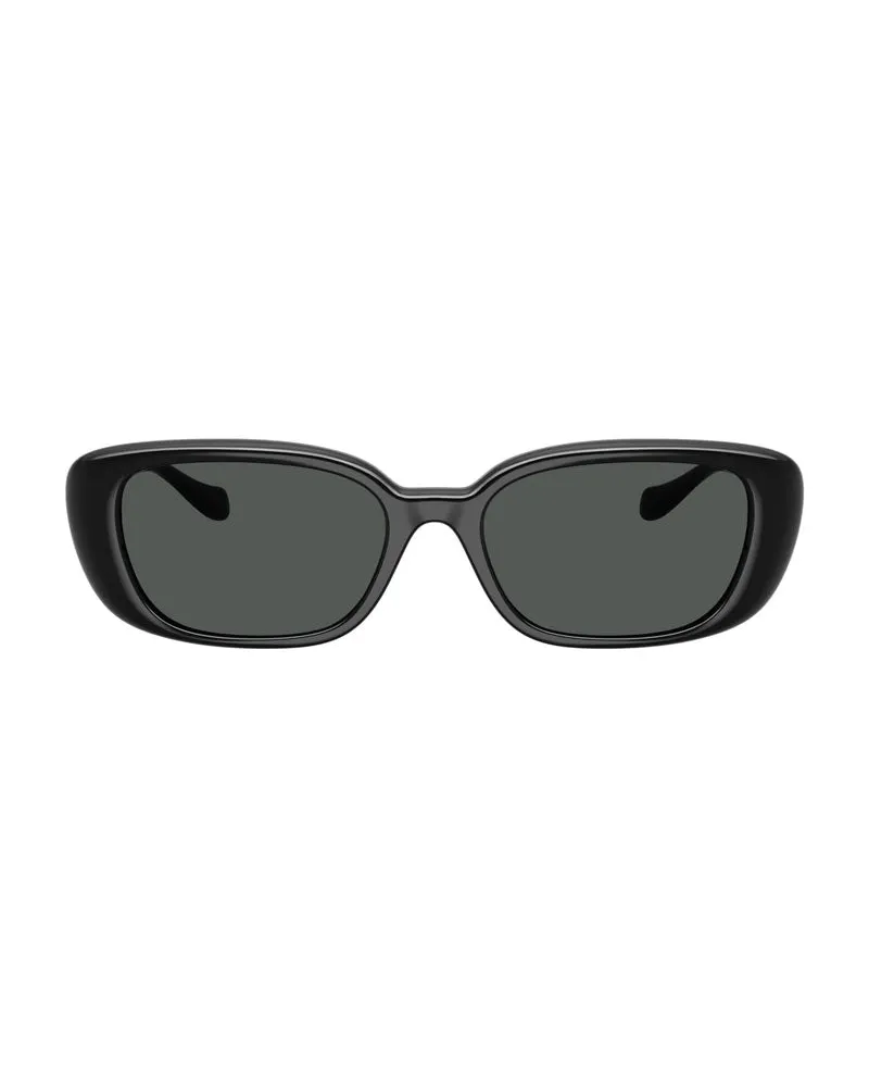 Versace Rectangle Full Rim Sunglasses — Black Black