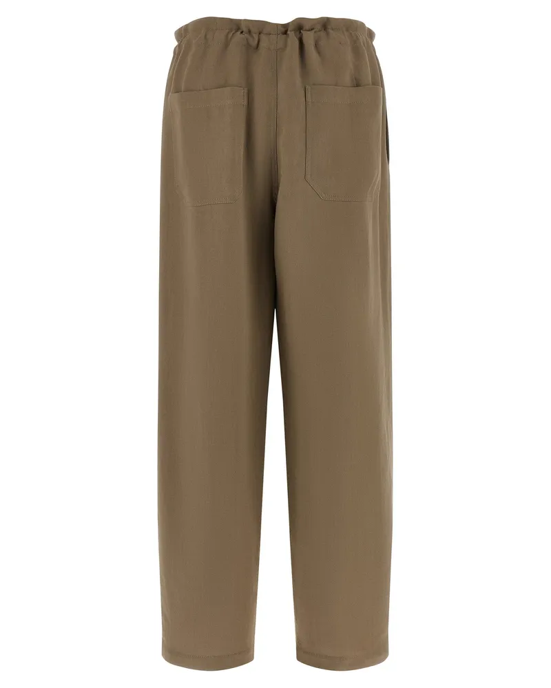 Brunello Cucinelli Tailored Track Viscose-Linen Trousers — Taupe Taupe