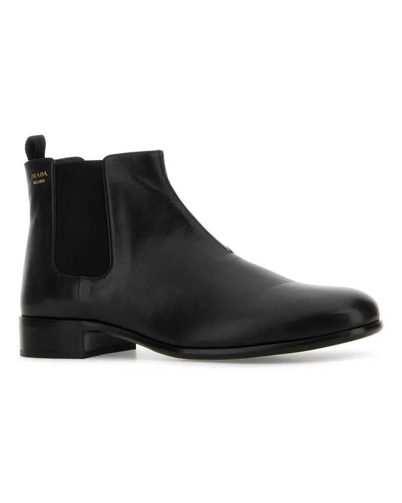Prada Women's Black Leather Ankle Boots Nero Stivali Black