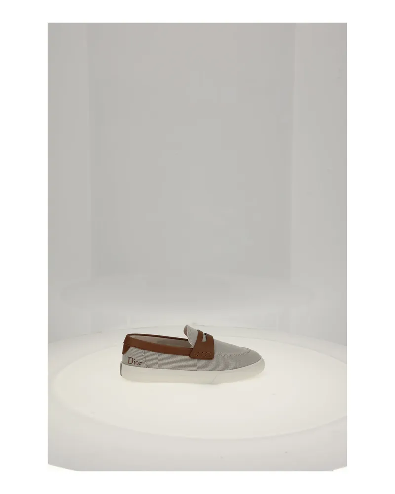 Dior Men's Boat Shoes Chester Calf Leather Brown Loafers Brown